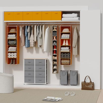 MAX Houser 6-Shelf Hanging Closet Organizer, Hanging Storage Shelves with 2 Sturdy Hooks Space-Saving for Bedroom, Foldable (Yellow) - color: Yellow