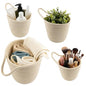 4 Pack Hanging Woven Basket, Small Hanging Basket for Wall, Boho Style Cotton Rope Storage Organizer, Woven Wall Baskets for Home Decor (Beige, 5.5" x 5.5")