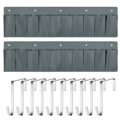 2 Pack RV Hanging Shoe Organizer, 10 Pockets Storage With Sturdy Hooks, Bed Organizer for Shoes, Toys and Tool Accessories, Grey