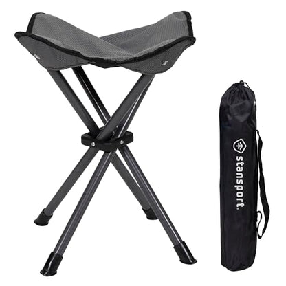 Stansport Apex Fold-Up Stool (G-140) - Black/Grey, Portable and Lightweight Stool for Camping, Fishing, Hiking, Backpacking and More - 300 lbs weight capacity