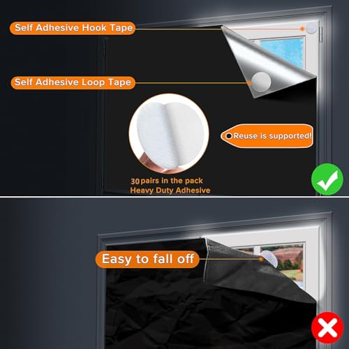 RUseeN Portable Blackout Shades (157" x 57") Travel Window Blackout Curtains, 100% Blackout Material Temporary Blinds for Baby Nursery, Bedroom, Dorm Room, or Travel Use - size: 157.5"W x 57.1"L (Pack of 1)