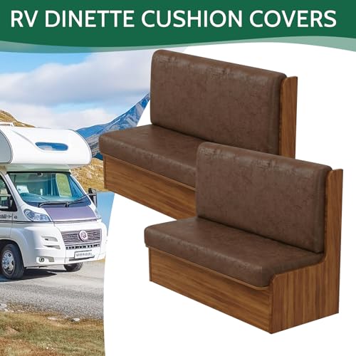 FUANGUI RV Dinette Cushion Covers Stretch Camper Cushion Cover Booth Seats Replacement RV Cushion Covers Washable Sofa Furniture Protector - color: Crackle-coffee