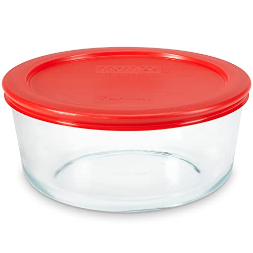 Pyrex Simply Store Glass Food Storage Container, Snug Fit Non-Toxic Plastic BPA-Free Lids, Freezer Dishwasher Microwave Safe, 7 Cup - size: 7 Cup