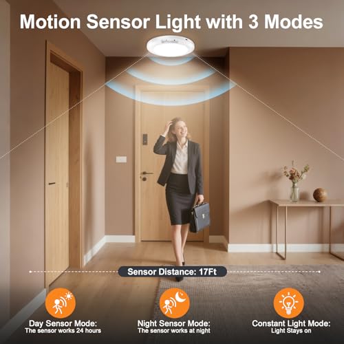 Yunaking Rechargeable Ceiling Light with Motion Sensor: Battery Operated LED Closet Light with Remote & Timing - Wireless Dimmable Magnetic Mount Shower Lamp for Bathroom/Stairs/Garage/Hallway - color: White