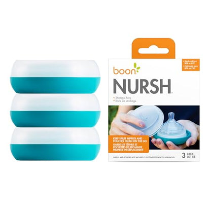 Boon Baby Bottle Storage Buns - Travel Holders for Nursh Bottles - Blue and White, 3 Count (Pack of 12) - size: 3 Count (Pack of 12)