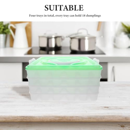 Zerodeko Dumpling Storage Box 4-Layer Stackable Food Container with Handle Portable Organizer for Kitchen and Freezer Each Tray Holds 18 Dumplings Bpa-Free Fresh-Keeping