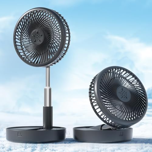 Primevolve Portable Fan,Battery Operated Rechargeable USB Fan with Remote, Foldable Floor Table Desk Pedestal Fan for Bedroom Camping Travel,Black 7.7" - color: Black, size: 7.7 Inch