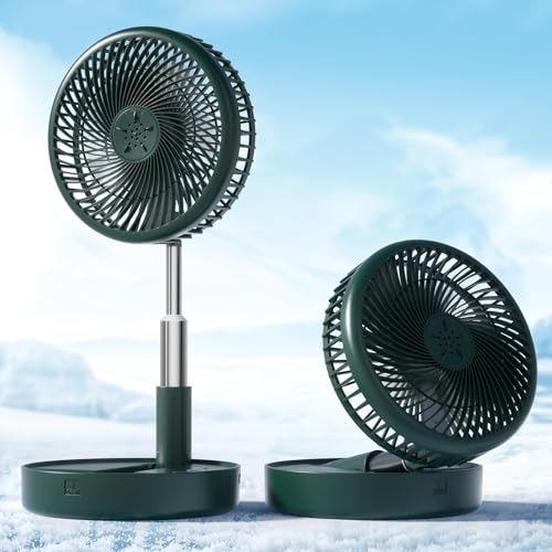 Primevolve Portable Fan,Battery Operated Rechargeable USB Fan with Remote, Foldable Floor Table Desk Pedestal Fan for Bedroom Camping Travel,Green 7.7" - color: Green, size: 7.7 Inch