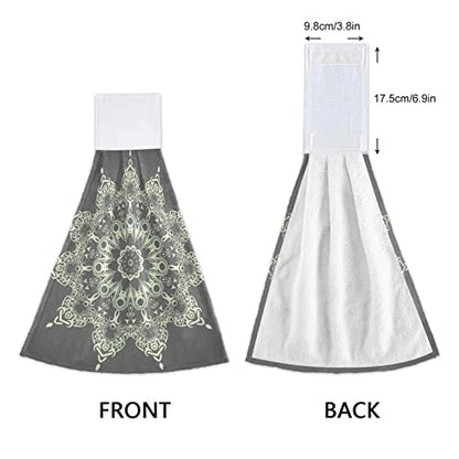 Vnurnrn Hand Towels for Kitchen 2 Pcs Hanging Kitchen Towels Set，Soft Absorbent Tea Bar Dish Cloths Bath Towel for Bathroom Laundry Room (Elegant Mandala) - color: Elegant Mandala