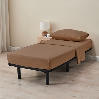 Kingnex 30x75x9 RV Bunk Sheets Set for Narrow Twin Bed Soft Brushed 1800 Microfiber 3 Piece Bedding Set Includes 1 Cot Size Fitted Sheet 1 Flat Sheet 1 Pillowcase Cot Coffe - color: Coffee, size: Cot 30x75 RV Bunk Set