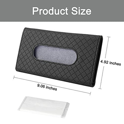 Car Sun Visor Tissue Holder, Car Napkin Holder, Premium PU Leather, Mask Holder for Sun Visor Vehicle, with Tissue Refill, Black - color: Single-black