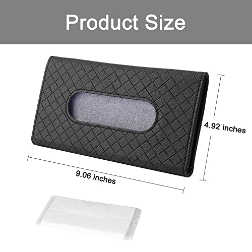 Car Sun Visor Tissue Holder, 2 Pack Vehicle Napkin Box, Premium PU Leather, Car Mask Holder for Sun Visor Vehicle, with Tissue Refill, Black - color: 2pack-black