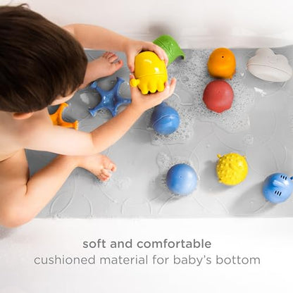 Ubbi Cushioned Non-Slip Bath Mat for Baby, Powerful Suction Cups, Baby Bathtub Time Essentials, Gray - style: Bath Mat