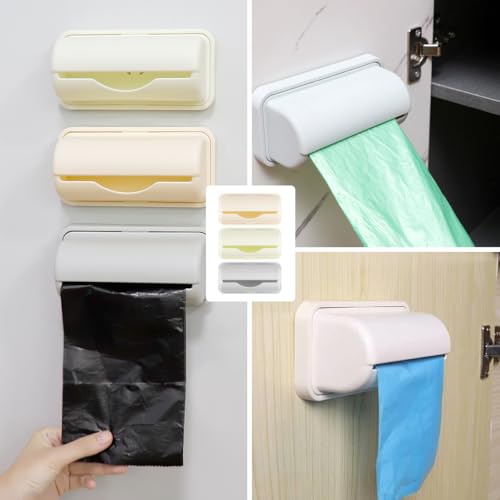 3Pcs Plastic Bags Storage Box Garbage Bag Container Wall Hanging Trash Bag Holder Rubbish Pouch Organizer Wall Adhesive Mount Plastic Bag Collection Box