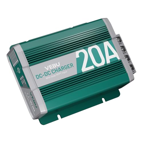 12V 20A DC to DC Charger with MPPT- Battery Charger with Solar Panel and Alternator Dual Input for STD, Gel, AGM, Cal and LiFePO4, Multi-Stage Charging in RVs, Camper, Off-Road Vehicles, Yachts - size: 20A