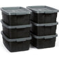 Rubbermaid 6-Pack Totes for Storage with Lids, Heavy Duty Plastic Storage Bins with Lids, Black Gray, 10 GAL - Stackable for Garage, Attic, Camping (10 GAL - 6 Pack Solid Black and Grey) - size: 10 Gal - 6 Pack