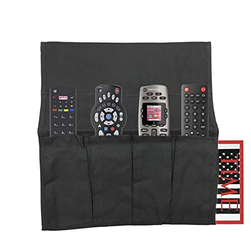 Huji Sofa Chair Armrest Bedside Caddy with Four Pocket Organizer for Remotes and One Hidden Pocket for Books and Magazines - 37” L x 12.50” W (1)