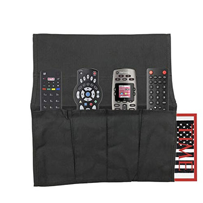 Huji Sofa Chair Armrest Bedside Caddy with Four Pocket Organizer for Remotes and One Hidden Pocket for Books and Magazines - 37” L x 12.50” W (1)