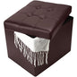 Bsketa Storage Ottoman, Folding Foot Stool with Thicker Foam Padded Seat Small Leather Storage Ottoman Bench Foot Rest for Living Room Foldable Coffee Table 17x13x13in,Brown - color: Brown
