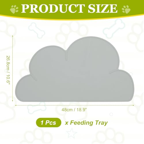 Silicone Pet Feeding Mat, Waterproof Dog Cat Food Bowl Placemat Tray Anti-Slip with Raised Edge Foldable Heat-Resistant (Silver Gray, Cloud Shape), Intended for Cat Dog Water Bowl - color: Silver Gray