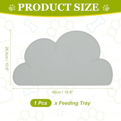 Silicone Pet Feeding Mat, Waterproof Dog Cat Food Bowl Placemat Tray Anti-Slip with Raised Edge Foldable Heat-Resistant (Silver Gray, Cloud Shape), Intended for Cat Dog Water Bowl - color: Silver Gray