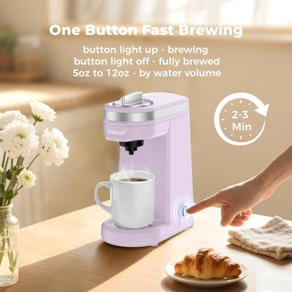 CHULUX Mini Coffee Maker for K Capsule, Single Serve Coffee Maker for One Cup Americano, Lightweight Pod Coffee Machine, Lavender - color: Lavender