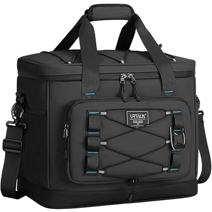 Large Insulated Cooler Bag, 50 Can Soft Sided Collapsible Ice Chest for Camping, Travel, Grocery, Kayaking & Beach (Waterproof, Leak-Proof, 30L) - color: Black