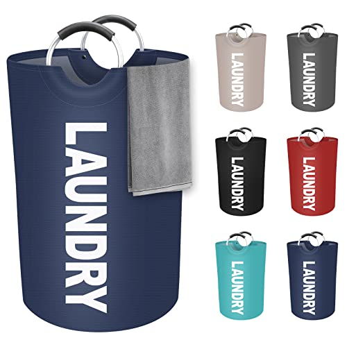 StorageRight 75L Large Laundry Basket, Laundry Hamper, Dirty Clothes Hamper for Laundry, Collapsible, Waterproof Laundry Baskets with Foam Protected Aluminum Handles for Laundry, Dorm, Family (Blue) - color: Blue, size: 75L