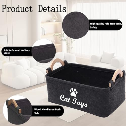 CozyCove Felt pet Toy Box Collapsible Pet Supplies Storage Basket cat toy box storage basket chest organizer，Fabric Storage Bin for Organizing Pet Toys, Blankets, Leashes, and Food