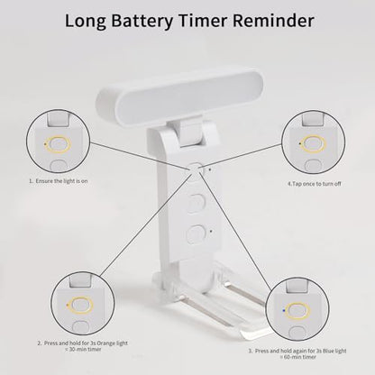 Book Light,USB Rechargeable Clip-On Reading Light,30 Adjustable Modes,Eye-Caring with Timer,Perfect for Book Lovers/Travel (White, Rectangle) - color: White, size: Rectangle