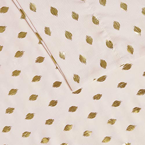 Intelligent Design Microfiber Cozy Bed Sheet Set, Modern All Season Bedding & Pillowcases, Premium 14" Elastic Pocket Fits up to 16" Mattress, Full Blush/Gold Metallic Dot 4 Piece - color: Blush/Gold Metallic Dot, size: Full