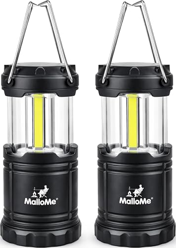 MalloMe LED Camping Lantern, Battery Powered Lanterns for Power Outages, Portable Hanging Collapsible Camping Lights for Outdoor, Home, Emergency, Hurricane Lamp Survival Outage Light 3 x AA Operated - size: 2 Pack, style: Medium (350 Lumens)