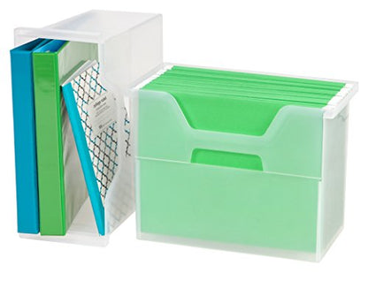 IRIS USA Medium Portable Desktop File Box with Open Lid, 6 Pack, Side Handles, Hanging File Folders, Tabs & Inserts, Letter Size, Magazines, Newspapers, Mail, Books, Notebooks, Clear - size: 6 - Pack, style: Open Top Bin (M - Clear)