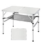 Medium Folding Table, 35" x 24" Portable Camping Table with 2 Adjustable Height Max 28", 3FT Foldable Table with Storage Net, White Metal Table for Patio, BBQ, Camping and Backpacking - size: M[35"*24"*28"]