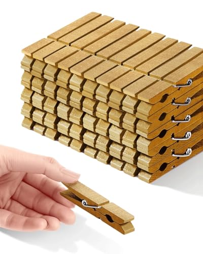 Colored Clothespins, Colorful Clothes Pins Wooden Clips Rainbow Colors 50 Pack Decorative Crafts Pegs Photos Pictures Decoration Clip Clothing Hanging Closepins, 2.83 Inch (Gold) - color: Gold