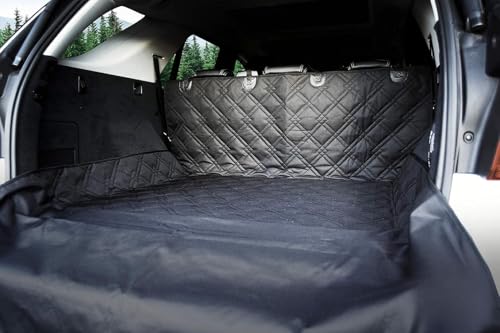 Bulldogology SUV Cargo Liner for Dogs 55"x82" Heavy Duty Pet Trunk Cargo Cover Area - Trunk Cover Car Protector for Dogs Waterproof Nonslip Mat - Dog Cargo Liner SUVs Vans Cars (Large, Black) - color: Standard Black, size: Large