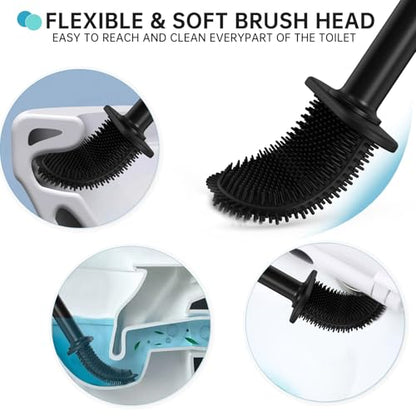 rv Essentials, RV Toilet Brush, Toilet Brush Silicone Won't Damage Toilets, Wall Mounted Toilet Brush-Anti-Roll, Anti-Drip Design, Suitable for RV Travel Trailers and Campers, Made by RVers for RVers - color: Black