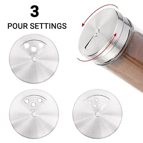 Segarty Spice Jars, 3 Pack 3 oz Spice Bottles with Shaker Lids, Glass Empty Seasoning Containers with Adjustable Pour Holes for Kitchen Spice Storage Stainless Steel Flow Top Salt and Pepper Shakers - size: 3oz / 80ml