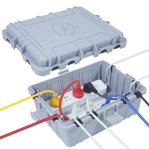 Large Outdoor Electrical Box Waterproof, IP54 Extension Cord Cover Weatherproof Outdoor Outlet Covers, Protect Power Strip, Timer Outlet, Plug, Socket, Holiday Light, Grey (12 x 9X 5 inch) - color: Grey