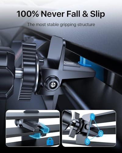 andobil Phone Holders for Your Car - Air Vent Phone Mount, Ultra-Stable Metal Clip with Anti-Shake & 360° Rotation, Universal Car Mount Fit iPhone 17/16/15/14/13/12 Pro Max/Android/Samsung Gary - color: Gray