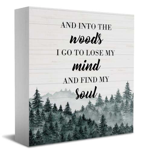 Funny 'Into The Woods I Go To Lose My Mind' Wooden Plaque Box Sign for Home & Table Decor - Camper Accessories - color: Multi653