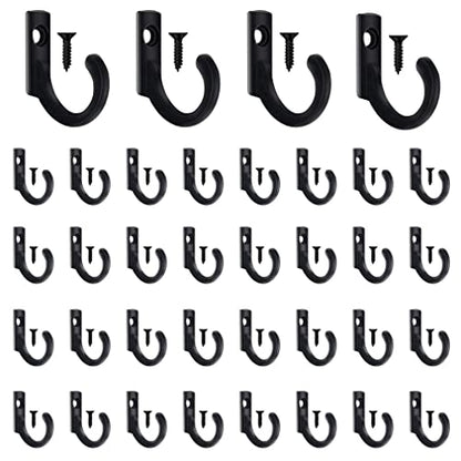 58 Pieces Key Hooks, Black Small Hooks for Hanging Hat, Jewelry, Steel Metal Hook, Kitchen Little Towel Hook with Black Screws for Farmhouse Retro Crafting Projects - color: 0.87"×0.59", Black