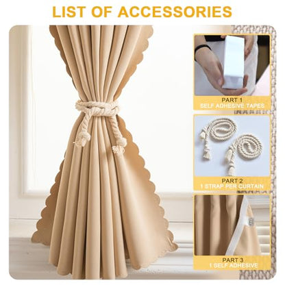 Adhesive Curtain - No Drilling, No Rod, Easy to Install Blackout Curtains for Window Blinds,Bedroom(Beige 35 * 71in-1P) - color: Beige, size: 35"W x 71"L (Pack of 1)