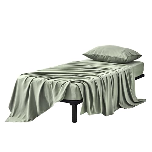 Kingnex 30x75x9 RV Bunk Sheets Set for Narrow Twin Bed Soft Brushed 1800 Microfiber 3 Piece Bedding Set Includes 1 Cot Size Fitted Sheet 1 Flat Sheet 1 Pillowcase Cot Sage - color: Sage, size: Cot 30x75 RV Bunk Set