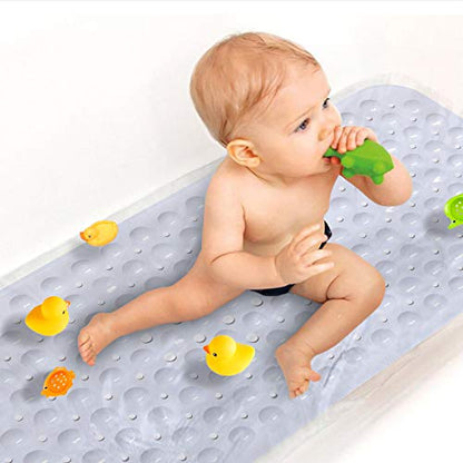 Sheepping Baby Bath Mat Non Slip Extra Long Bathtub Mat for Kids 40 X 16 Inch - Eco Friendly Bath Tub Mat with 200 Big Suction Cups,Machine Washable Shower Mat (White) - color: White