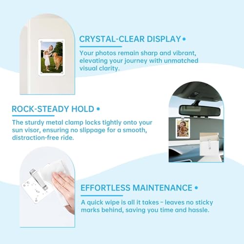 2 Pack Magnetic Car Visor Photo Holder – Personalized Acrylic Clip for Family, Pets, Travel Pictures – Easy Snap-On Car Accessory for Sun Visor (2 Pack, 3''x3.5'') - style: 2 Pack 3x3.5in