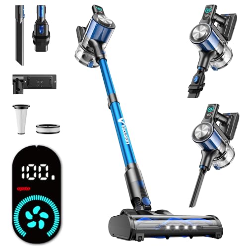 Cordless Vacuum Cleaner, 8-in-1 Cordless Stick Vacuum Cleaner with 3 Suction Modes, Up to 45mins Runtime, Rechargeable, Self-Standing, Wireless Vacuum Cleaners for Home Pet Hair Carpet Car Hard Floor - color: Blue