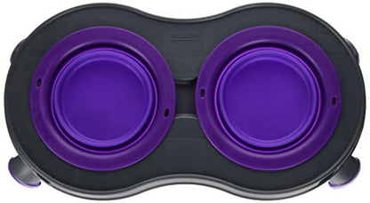 Dexas Popware for Pets Double Elevated Pet Feeder, Small, Gray/Purple - color: Gray/Purple, size: Small/1 Cup Capacity Bowls