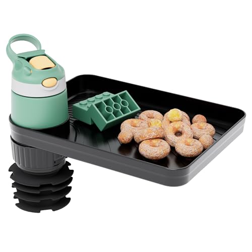 Upgraded Car Seat Tray for Kids Car Seat Tray with Expandable Base for Snacks, Toys, Books, Entertainment Kids Travel Essentials Fits 3.1''-3.5'' Cup Holders (1, Large Base) - size: Large Base