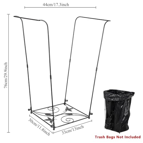Trash Bag Holder, Metal Garbage Bag Holder, Portable Hummingbird Pattern Base Leaf Bag Holder, Multi-use Trash Bag Holder Stand for Camping, Party, Garden - color: BlackD-1 PC